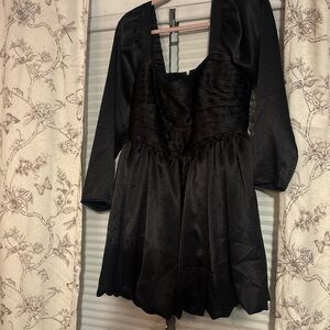 Abercrombie black long sleeve satin dress